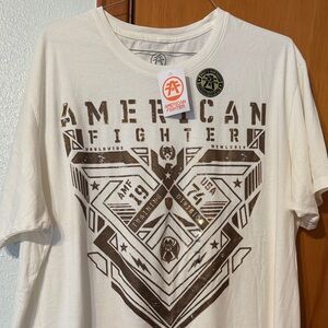American Fighter Men's White and Brown Graphic Tee